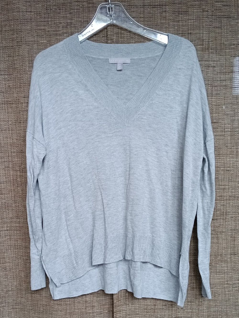 Chelsea28 Light Gray Ribbed Knit Top